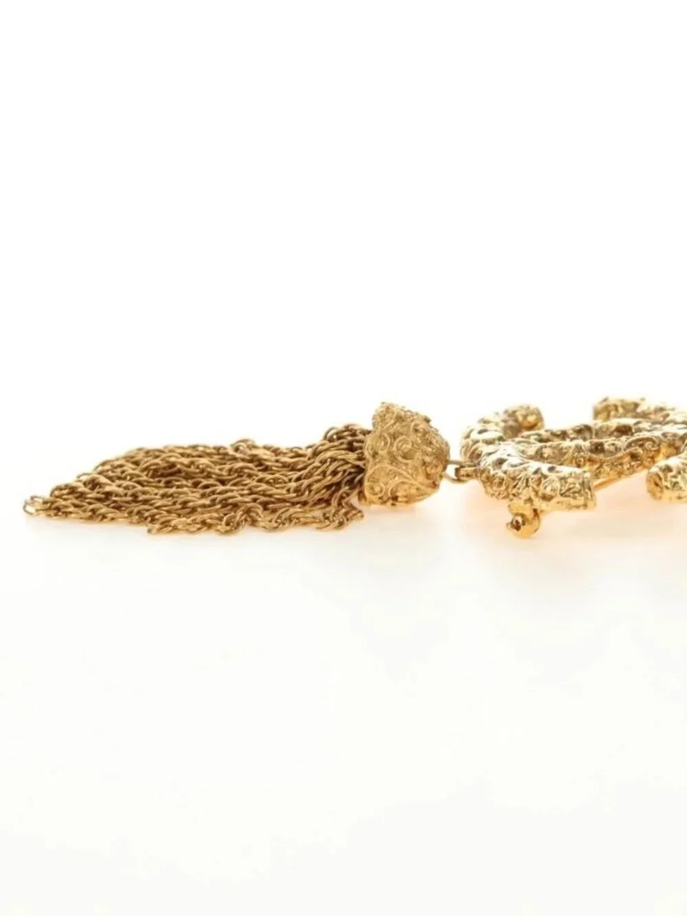 CHANEL CC Fringe Lava Brooch metal Gold CC Auth am11879SM